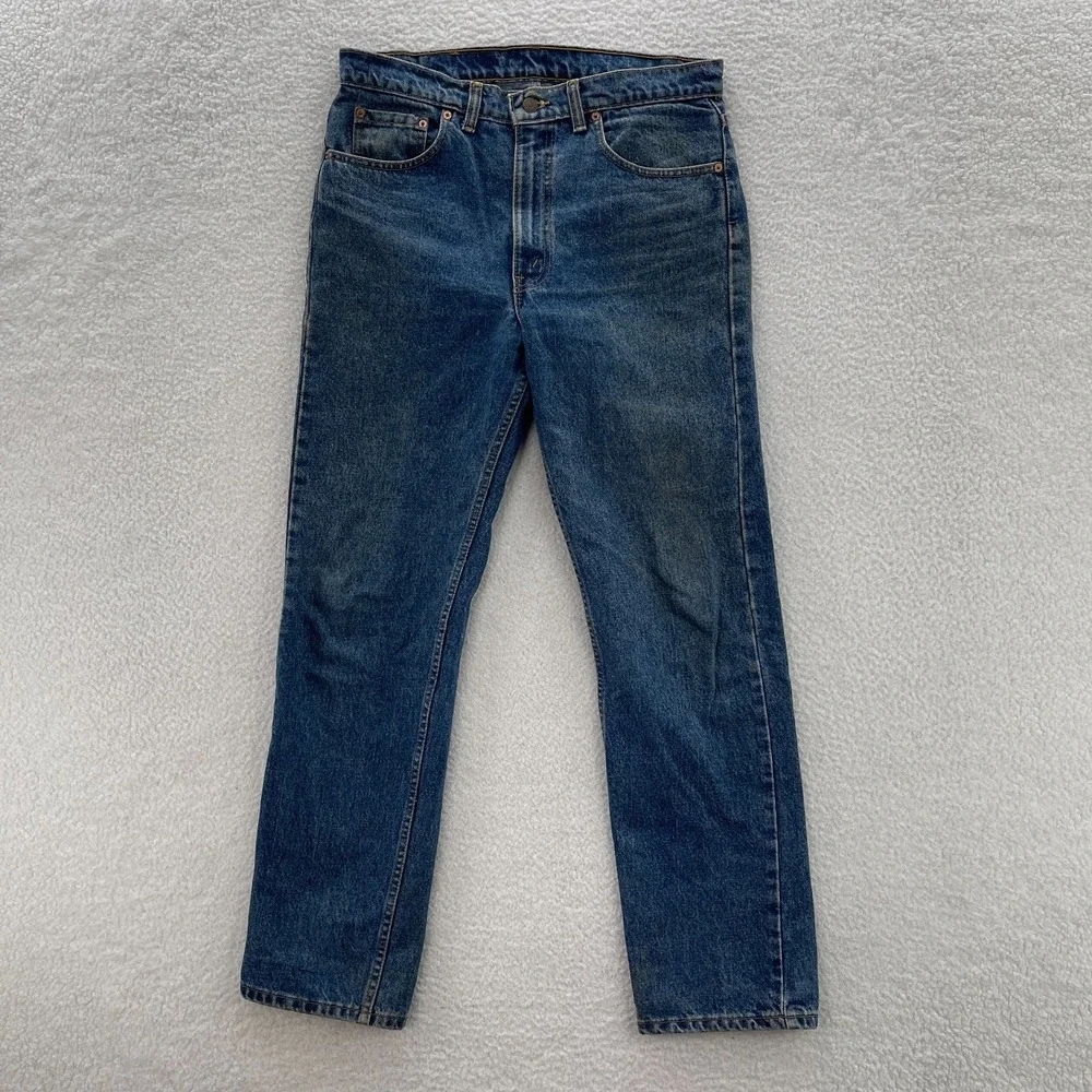 Vintage Levis 505 Jeans Mens 34x31 Blue Classic Straight Canada Whisker Fade 90s
